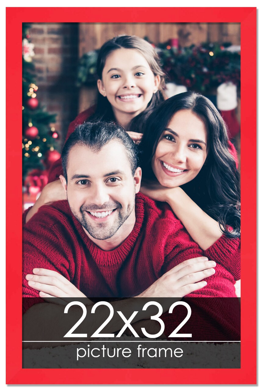 22x32 Classic Modern Red Picture Frame - UV Acrylic, Foam Board Backing, Hanging Hardware